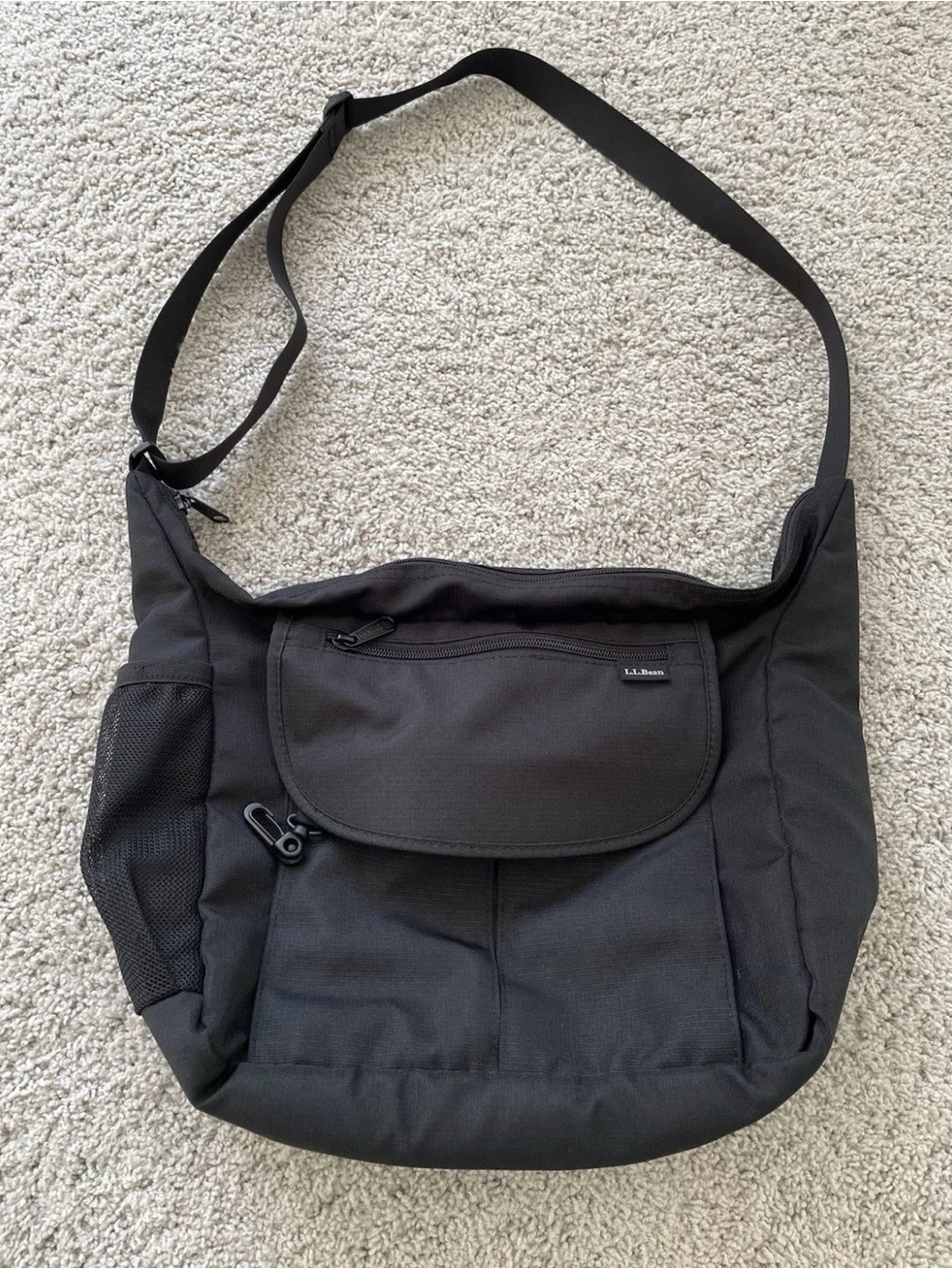 L.L. Bean Black Hobo Crossbody Bag Handbag Adjustable Strap LL Bean